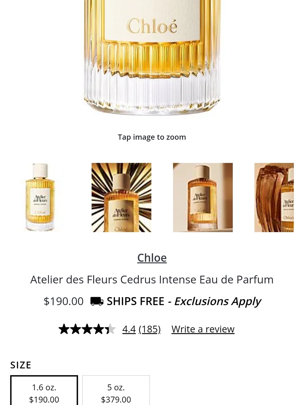 Chloé Atelier des Fleurs Cedrus Intense - Amber and Cream Bottle 1.6 Ounces - Picture 2 of 6